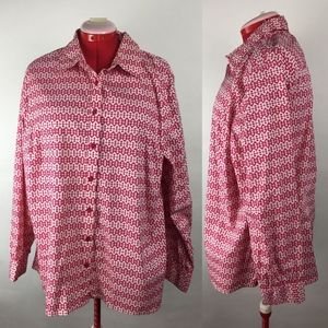 Jones New York Pink & White Button Up Shirt